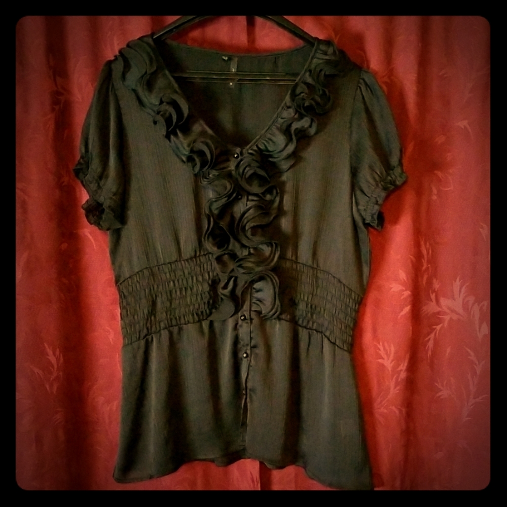 Maurices pretty, black, button-up blouse